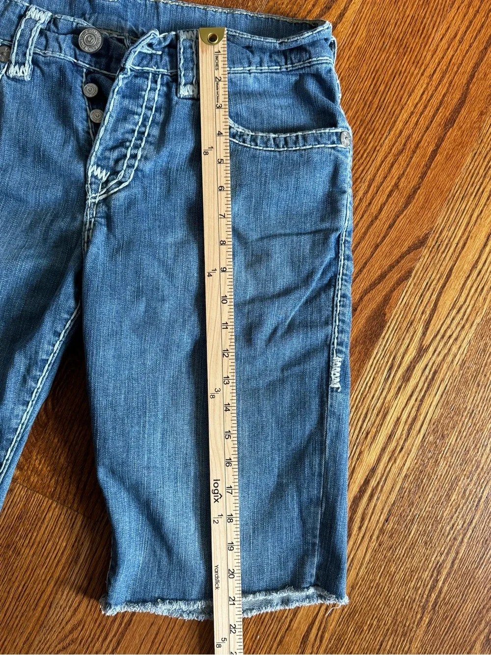True Religion Ricky Relaxed Straight Denim Shorts Mens 32 Blue Super T Early 2k